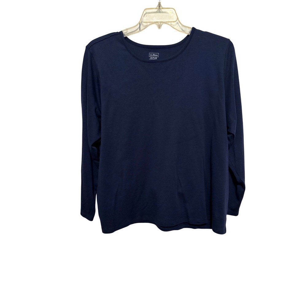 LL Bean Navy Blue Supima Cotton Long‎ Sleeve Tee Shirt Womens 3X Plus 207239